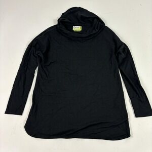 Tasc Performance Hoodie Womens Large Black Cowl Neck Bamboo Tunic Top Jersey